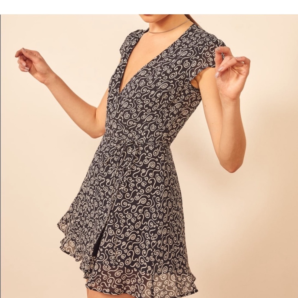 Reformation Black and White wrap dress XS